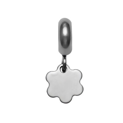 

304 Stainless Steel European Dangle Beads Flower Large Hole Pendants Stainless Steel Color 19x9x1mm Hole 5mm