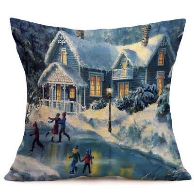 

〖Follure〗Merry Christmas Linen Pillow Cases Sofa Cushion Cover Home Decoration