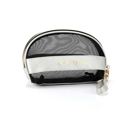 

Tailored Fashion Women Mesh Leather Zipper Handbags Cosmetic Bag Makeup Pouch Purses