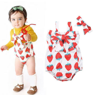 

Newborn Baby Girl Strawberry Romper Bodysuit Jumpsuit Outfits Clothes Sunsuit US