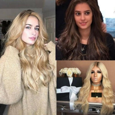 

Fashion Womens Lace Front Wig Blonde Brown Long Wavy Party Full Wigs Hair Wigs