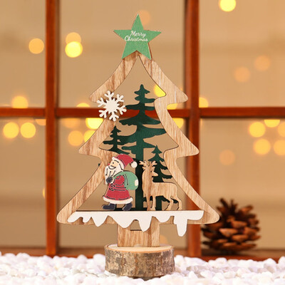

2020 New Year Natural Xmas Santa Claus Snowman Wood Craft Christmas Tree Christmas Home Desk Decoration Wooden Ornaments