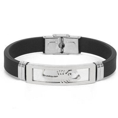 

New Silicone Stainless Steel Mens Fashion Scorpion Style Bracelet Holiday