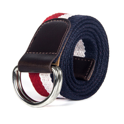 

Unisex canvas belt fashion stripe canvas Alloy Double ring buckle Men belt outdoor casual Men&Women cowboy pants belt