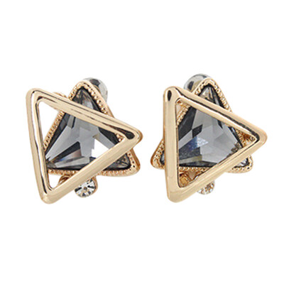 

New Fashion Style Geometric Circle Triangle Stud Earrings Natural Stone Ear Nail Vintage Charm Trendy Jewelry Accessories