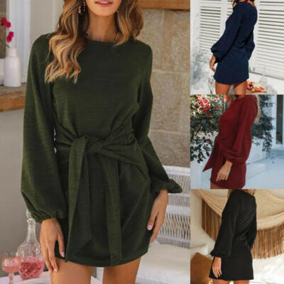

2019 Womens Autumn Long Sleeve Knit Tight Corset Pencil Casual Sweater Dress Hot