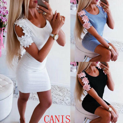 

Sexy Frauen Kalt Schulter Kleid Kurzarm Figurbetontes Kleid Kurzes Minikleid