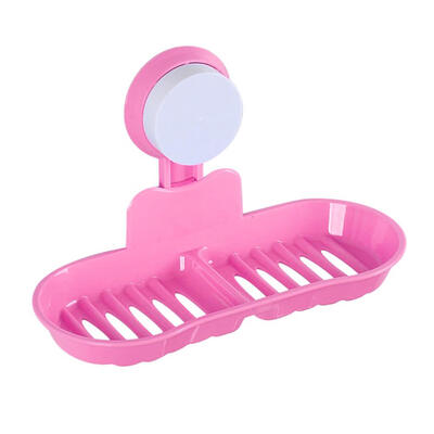 

Bathroom Strong Suction Cup Soap Storage Box Double Grids Drain Soap Rack