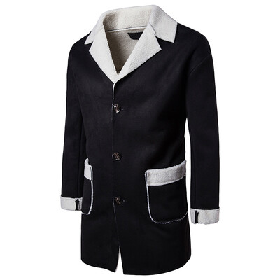 

Men Button Down Blazer Tops Long Sleeve Overcoat Plus Size Coat Winter Jacket
