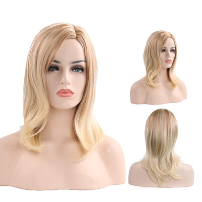 

〖Follure〗Hot Sell Fashion Medium Blonde Mix Brown Straight Womens Lady Hair Wig WigsCap