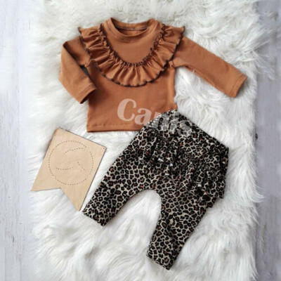 

Newborn Kids Baby Girl Ruffle Tops Shirt Leopard Pants Outfits Clothes Tracksuit