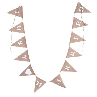 

3m Just Married Banner Linen Flag Jute Burlap Pennant Wedding Party Decor
