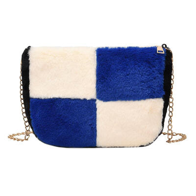 

Fashion Women Splicing Color Chain Phone Bag Plush Shoulder Messenger Bags