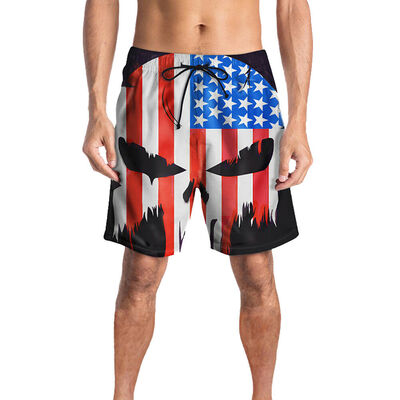 

MENS American FLAG SWIM TRUNK BOARD SHORTS Black & White OLD GLORY