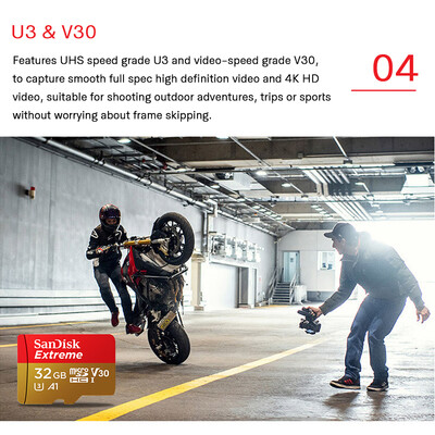 

Genuine Original SanDisk Extreme MicroSD Card SQXNE 32G 100M A1 TF Card U3 C10 A1 V30 4K Memory Card Super Fast Speed 100MBs Read