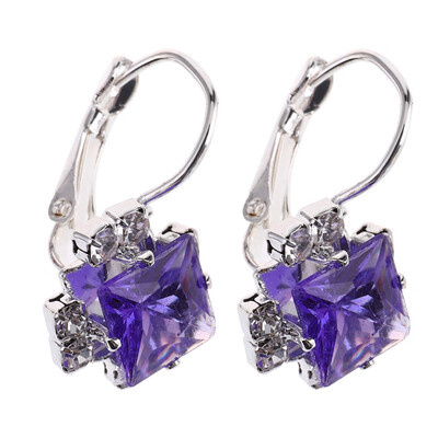 

Diamond Zircon Crystal Drop Dangle Earring 925 Sterling Silver Wedding Hoop Earrings For Women