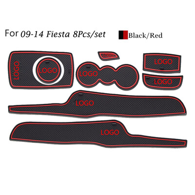 

7pcs Replacement for Ford Fiesta 2009-2014 Car Door Grooves Mat Storage Box Non-slip Slot Bottle Pad