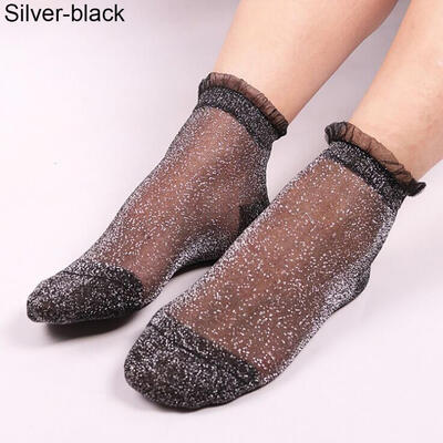 

Summer Women Ladies Sheer Silky Glitter Transparent Lace Ankle Socks Gift