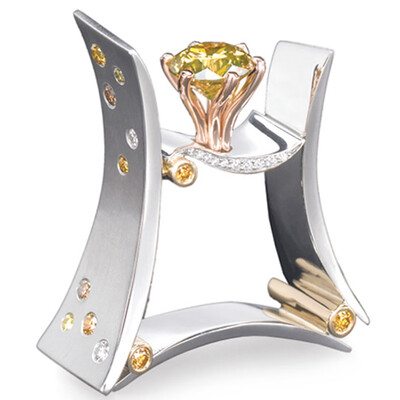 

Europe And America Plated 18k Rose Gold Zirconia Stone Simulated Diamond Ring