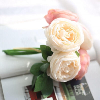 

5 Head Artificial Fake Roses Silk Flower Wedding Party Bridal Bouquet Home Decor
