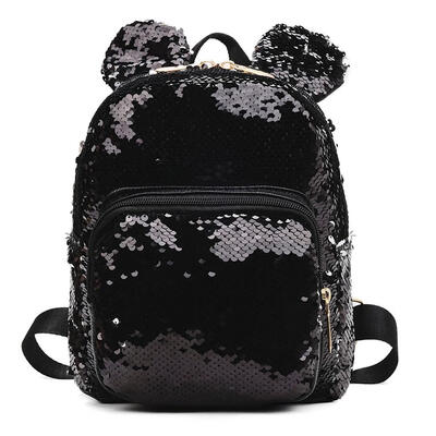 

Small Ear Backpacks Women Sequins Shoulder School Bags Girl Travel Knapsack