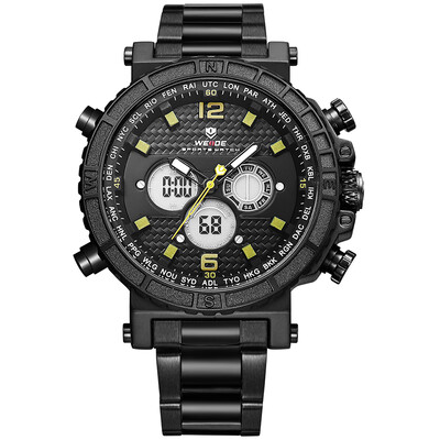 

WEIDE WH6305 Quartz Digital Electronic Watch Three Sub-Dials Dual Time Date Week Time Display 3ATM Waterproof Timer Business Men F