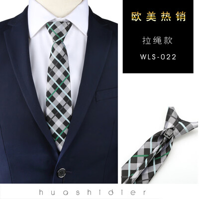 

Spot stripe mens business plaid cashew tie 8CM convenient zipper drawstring cross-border tie custom
