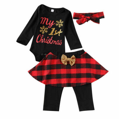 

My 1st Christmas Kid Baby Girl Newborn Xmas Clothes RomperPants 3PCS Outfit US
