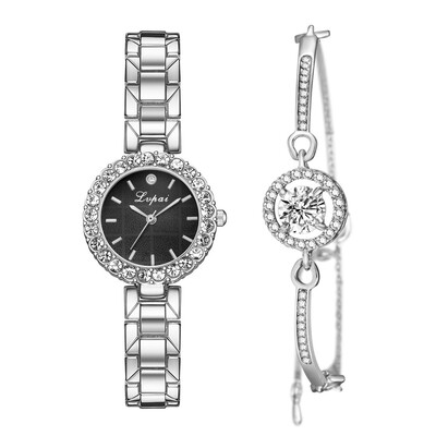 

Quartz watch simple temperament alloy strap ladies watch bracelet watch two-piece