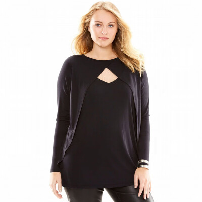 

Womens large size womens round neck long sleeve solid color shirt
