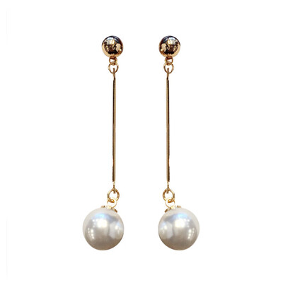 

Exquisite Simulated Pearl Stud Earrings Fashion Long Statement Earrings for Womenn Party Wedding Female Jewelry Gift