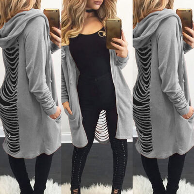 

Fashion Women Cardigan Sweater Long Sleeve Hooded Hoodie Outwear Jacket Coat