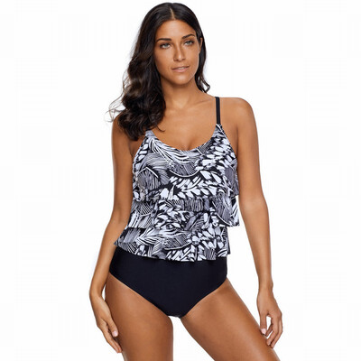

Tube top sling multi-level triangle one-piece swimsuit