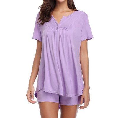 

Roseonmyhand Womens Button Short Sleeve Sleepwear Set Pajama Sets Bamboo Tank And Shorts Set