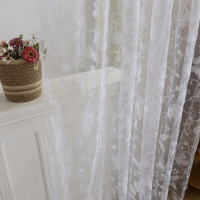 

Home Decor Window Curtain Purple Butterfly Burnout Tulle Voile Fabric Transparent Sheer Screening Curtains Living Room