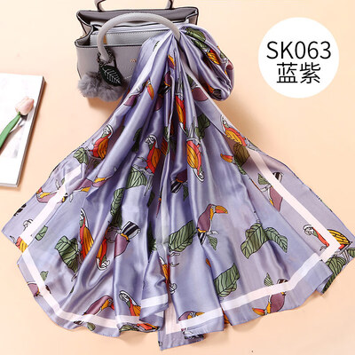 

Spring&summer new wild parrot pattern printed silk scarf beach towel new silk satin scarves scarf shawl SK063