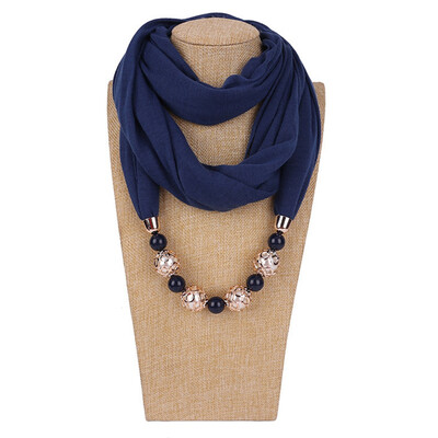 

Retro Ethnic Unique Scarf Necklaces Resin Beads Pendant Neckerchief Statement