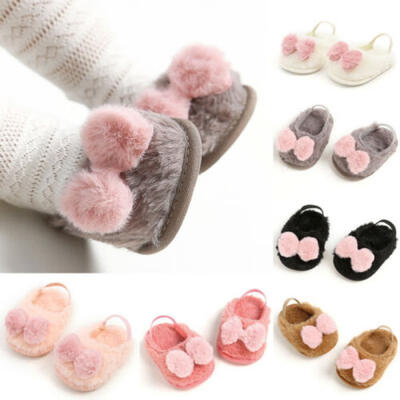 

Newborn Toddler Baby Boys Girl Infant Cute Faux Bow Soft Crib Warm Shoes