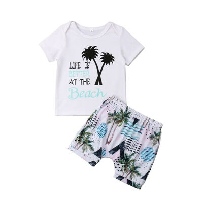 

Newborn Kids Baby Boy Summer Tops T-shirt Shorts Pants 2Pcs Outfits Clothes