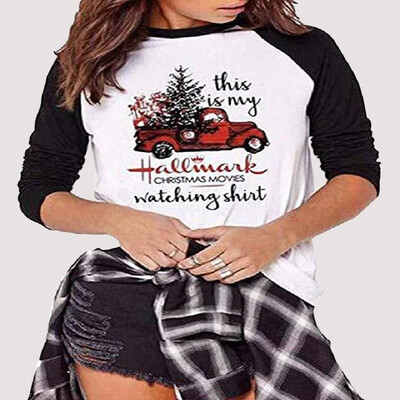 

Raglan Three-quarter Sleeves Truck Design Letters Printed Tee