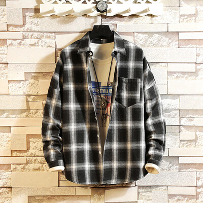 

Toponeto Mens Casual Fashion Plaid Printing Loose Hoodie Removable Long Sleeve Shirt Top