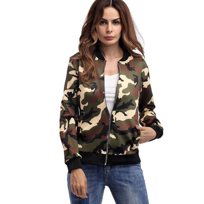 

Autumn Military Jacket Women Plus Size Zipper Outwear Bomber Army Green Pocket Military Camo Jackets Female Jackets