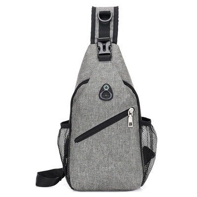 

Headphone hole mens chest bag Outdoor sports&leisure soft surface polyester shoulder Messenger bag