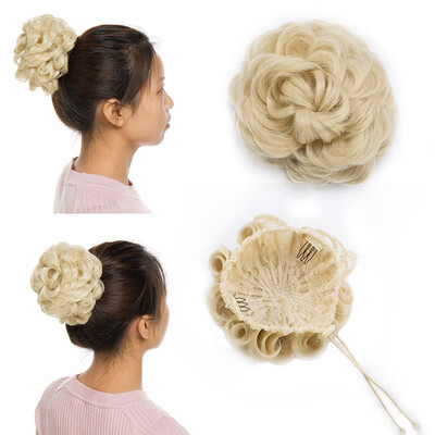 

Messy Hair Bun Chignons Synthetic Hair Extensions Wavy Updo Scrunchy Hairpieces