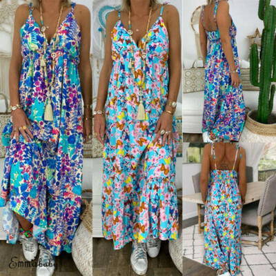 

US Womens Summer Sleeveless Floral Beach Dress Ladies Holiday Sundress Plus Size