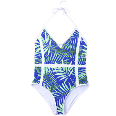 

Tropical Print Halter One Piece Swimsuit