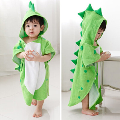 

Infant Baby Boys Girls Kids Bathrobe Cartoon Dinosaur Hooded Bath Towel Pajamas