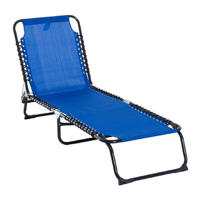 

3-Position Portable Reclining Beach Chaise Lounge Outdoor Patio Adjustable Sleeping Bed - Dark blue