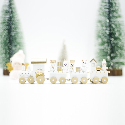 

Christmas Train Painted Wood Decoration Xmas Toys Ornament New Year Gift 196cm