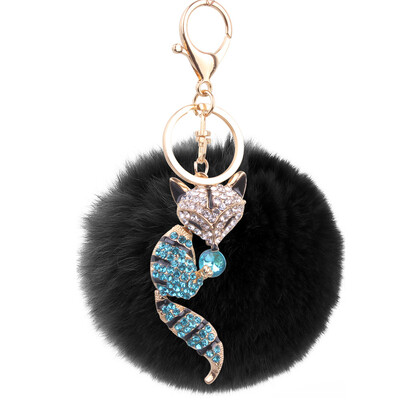 

Little fox couple keychain creative animal rex rabbit plush ball car bag pendant small gifts